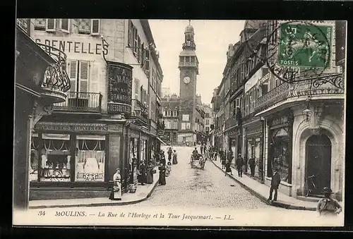 AK Moulins, La Rue de l`Horloge et la Tour Jacquemart