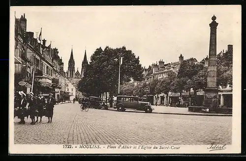 AK Moulins, Place d'Allier et l'Eglise du Sacré-Coeur