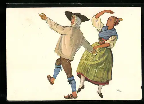 Künstler-AK sign. E. Biéler: Vevey, Fete des Vignerons 1927, Canton d`Uri, Serie de la Noce, Tracht