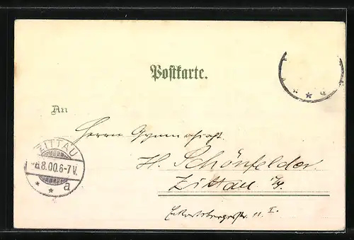 Lithographie Norderney, Seehospiz, Giftbude mit Strand, Matrosen winken Dampfer zu