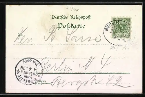 Lithographie Luckenwalde, Breitestrasse, Post, Bahnhof