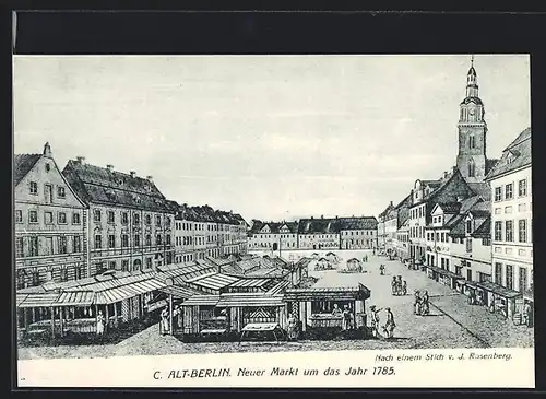 Künstler-AK Alt-Berlin, Neuer Markt um das Jahr 1785