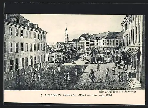 Künstler-AK Alt-Berlin, Hackescher Markt um das Jahr 1870