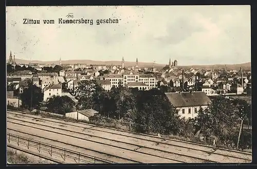 AK Zittau, vom Kunnersberg gesehen