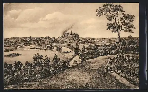 AK Alt-Meissen, Blick vom Ratsweinberg um 1780