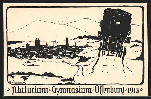 Künstler-AK Offenburg, Abiturium Gymnasium 1913, Absolvia
