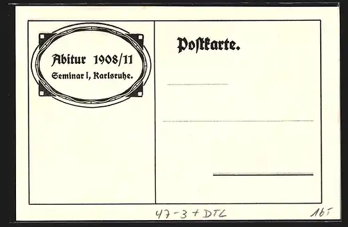 Künstler-AK Karlsruhe, Abitur 1908 /11, Seminar, Absolvia