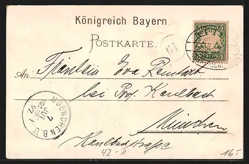 Lithographie Nürnberg, XII. Bundesschiessen 1897, Schützin mit Zielscheibe, Schützenfest