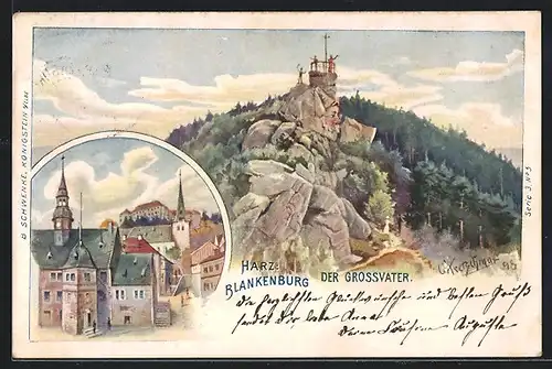 Künstler-AK Schwenke Serie 3 Nr. 5: Blankenburg, Der Grossvater, Berg mit Gesicht / Berggesichter