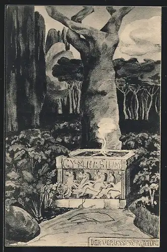 Künstler-AK Offenburg, Gymnasium, Abitur 1907, Der verlassene Altar