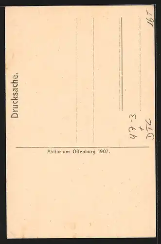 Künstler-AK Offenburg, Gymnasium, Abitur 1907, Der verlassene Altar