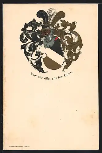 AK Einer für Alle, alle für Einen, Studentenwappen