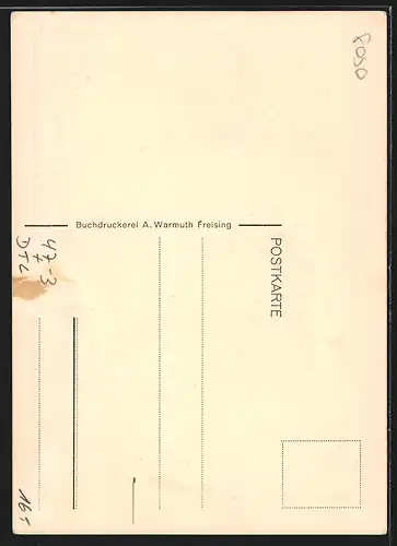 Künstler-AK Freising, Absolvia 1932, Fanfarenbläser