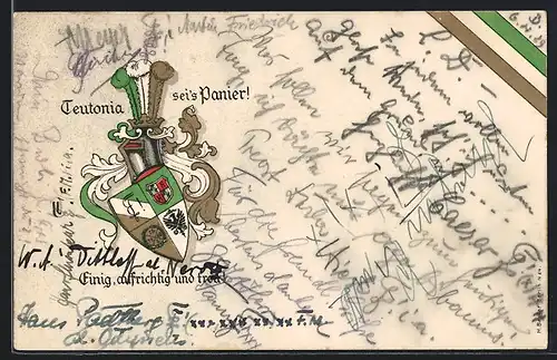 AK Teutonia sei`s Panier!, Einig, aufrichtig und treu!, Studentenwappen
