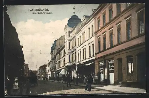 AK Saarbrücken, Blick in die Eisenbahnstrasse