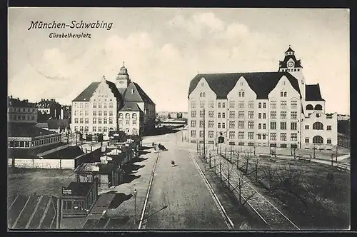 AK München-Schwabing, Elisabethenplatz aus der Vogelschau