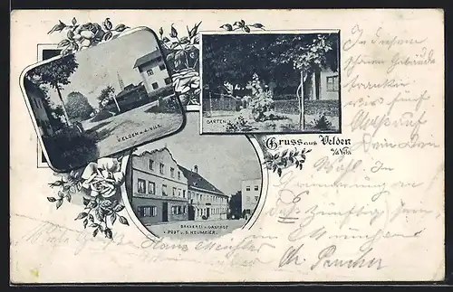 AK Velden a. d. Vils, Brauerei und Gasthof z. Post, Garten