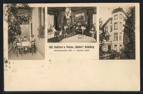 AK Heidelberg, Café und Pension Schubert in der Rohrbacherstr. 180