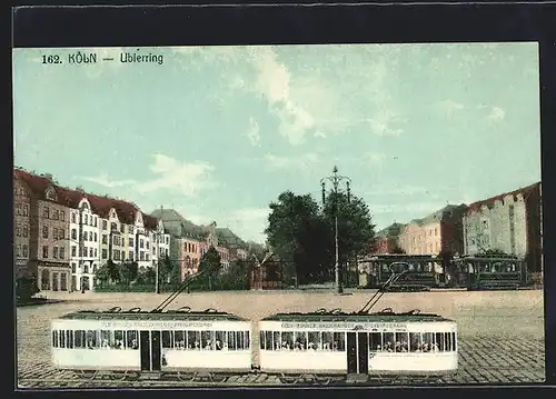 AK Köln-Neustadt, Partie am Ubierring mit Strassenbahnen und Häuserblick