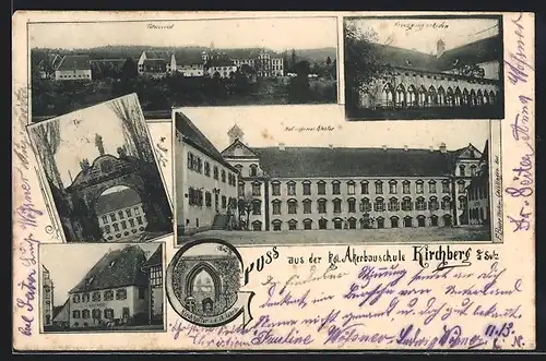 AK Kirchberg /Sulz, Gasthaus, Ackerbauschule / Ehem. Kloster mit Tor und Kreuzgang, Totalansicht