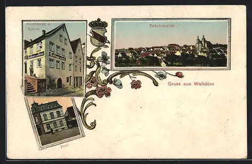AK Walldürn, Gasthaus zum Kreuz, Post, Totalansicht