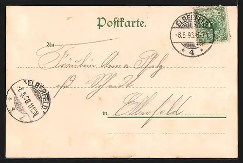 Lithographie Elberfeld, Cafe Breuer, Innen- und Aussenansicht