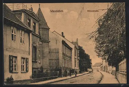 AK Wanzleben, Ritterstrasse mit Anwohnern