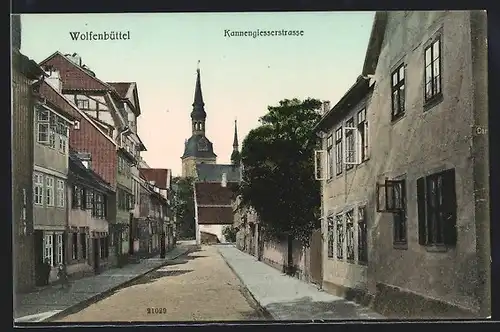 AK Wolfenbüttel, Kanngiesserstrasse mit Blick zur Kirche