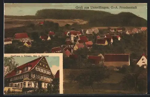 AK Unteriflingen O.-A. Freudenstadt, Gasthaus zum Ochsen, Teilansicht