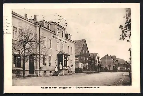 AK Grosserkmannsdorf, Blick auf den Gasthof zum Erbgericht