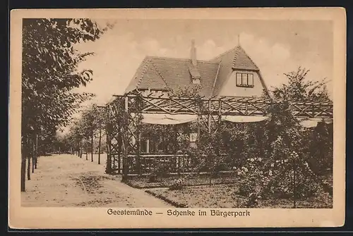 AK Geestemünde, Gasthaus Schenke im Bürgerpark mit Strasse