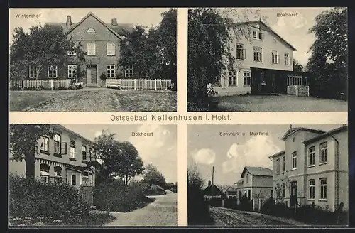 AK Kellenhusen i. Holst., Hotel-Pensionen Wintershof, Bokhorst sowie Schwark und Muxfeld