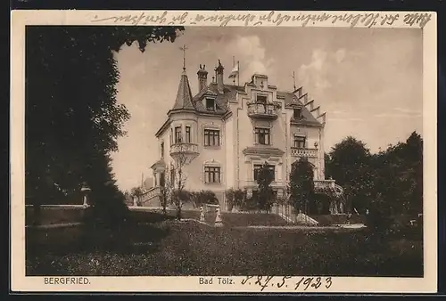 AK Bad Tölz, Hotel Villa Bergfried mit Garten