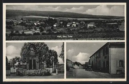 AK Kell /Bez. Trier, Gesamtansicht, Denkmal, Strassenpartie