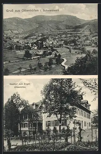 AK Ottenhöfen / Schwarzwald, Gasthof zum Engel, Ortsansicht mit Umgebung