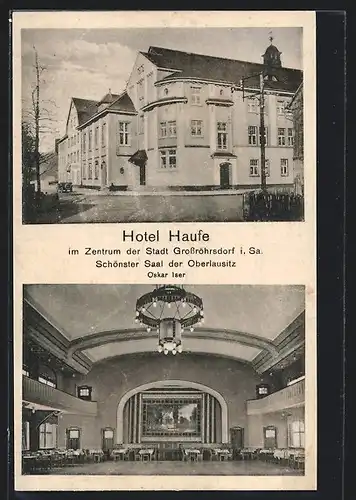 AK Grossröhrsdorf i. Sa., Hotel Haufe, Schönster Saal der Oberlausitz