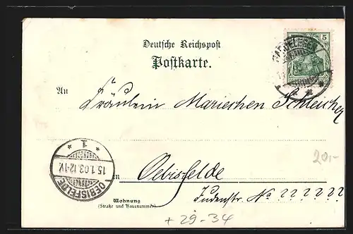 Passepartout-Lithographie Gardelegen, Rathaus mit Kaiser Wilhelm Denkmal, Kriegerdenkmal, Eichenblatt