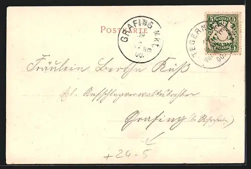 AK Egern, Hochwasser 1899, Ortspartie