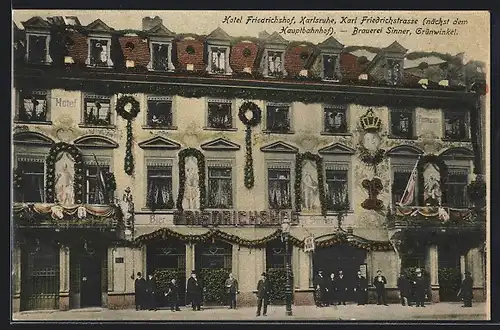 AK Karlsruhe, Hotel Friedrichshof, Karl Friedrichstrasse, Brauer Sinner