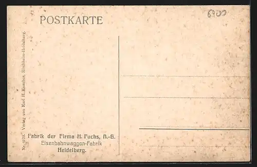 AK Heidelberg, Fabrik der Firma H. Fuchs, Eisenbahnfabrik