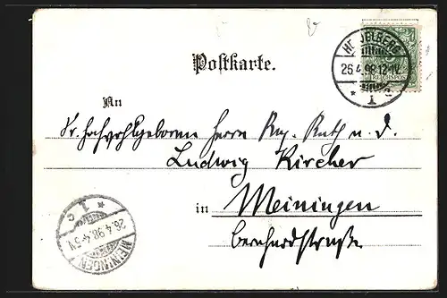 Lithographie Heidelberg, Gasthof zum Silbernen Hirsch, Gesamtansicht