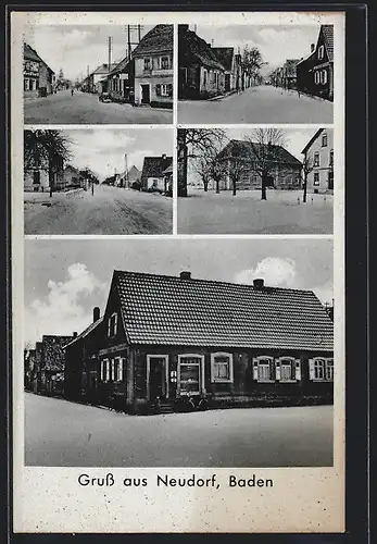 AK Neudorf / Baden, Bäckerei u. Lebensmittelgeschäft Schwarz und weitere Motive