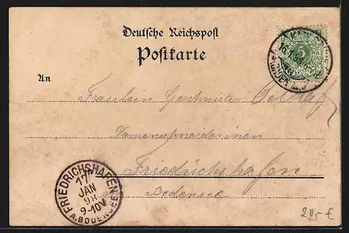 Lithographie Karlsruhe, Kaiser Wilhelm-Passage, Eingang Kaiserstrasse, Eingang Akademiestrasse, Restaurant