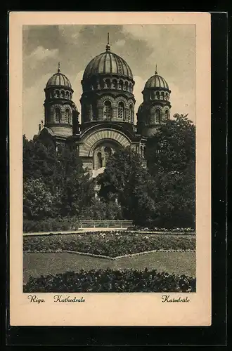 AK Riga, Parkpartie mit Kathedrale