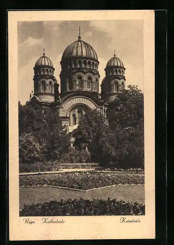 AK Riga, Parkpartie mit Kathedrale