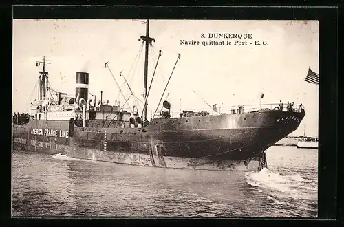AK Dunkerque, Navire quittant le Port, Passagierschiff Waukegan