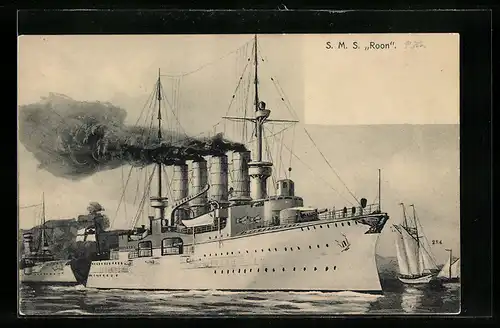 AK Kriegsschiff S. M. S. Roon in Fahrt