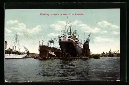 AK Hamburg, Passagierschiff Cleveland im Riesendock