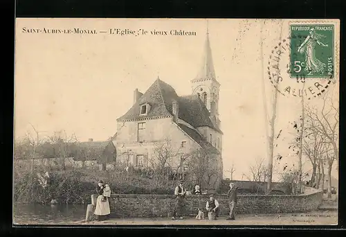 AK Saint-Aubin-le-Monial, L`Eglise, le vieux Chateau