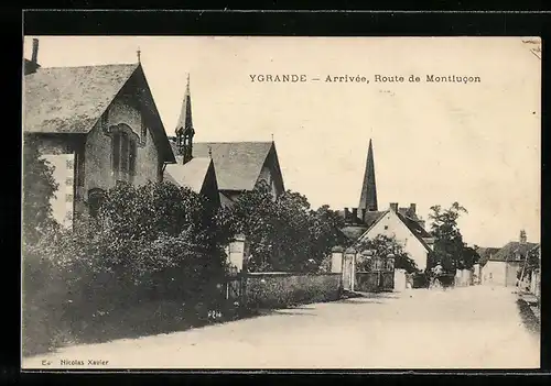 AK Ygrande, Arrivée, Route de Montlucon
